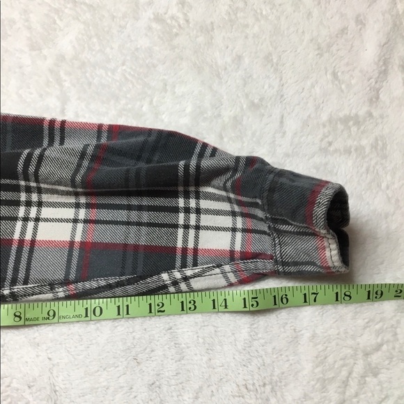 Eddie Bauer Plaid Flannel Button Up Shirt Red, White, Grey Size Medium - Picture 9 of 11